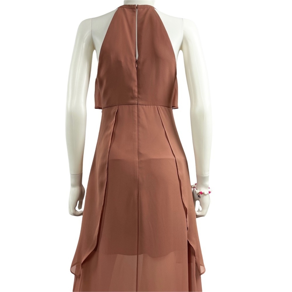 BCBGeneration Sheer Ruffle Maxi Dress Brown - Size 2 - Picture 5 of 10